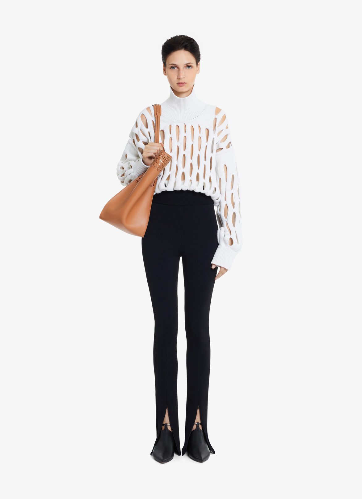 PERFORATED BOXY SWEATER ALAÏA WHITE PERFORATED BOXY SWEATER
